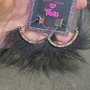 Betsey Johnson Trolls black fuzzy earrings